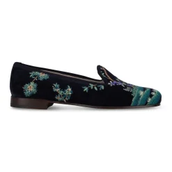 Midnight Grove Navy Velvet Slipper
