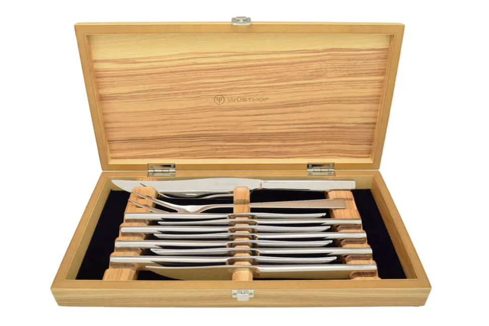 Mignon Steak Knife Set in Olivewood Presentation Box, Set of 10