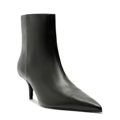 Mikki Mid Leather Bootie in Black