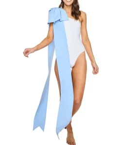Milly White One-Piece With Blue Bow