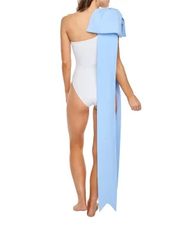 Milly White One-Piece With Blue Bow