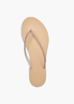 Milos Vegetable Tanned Leather Sandal in Rose Gold Crystal
