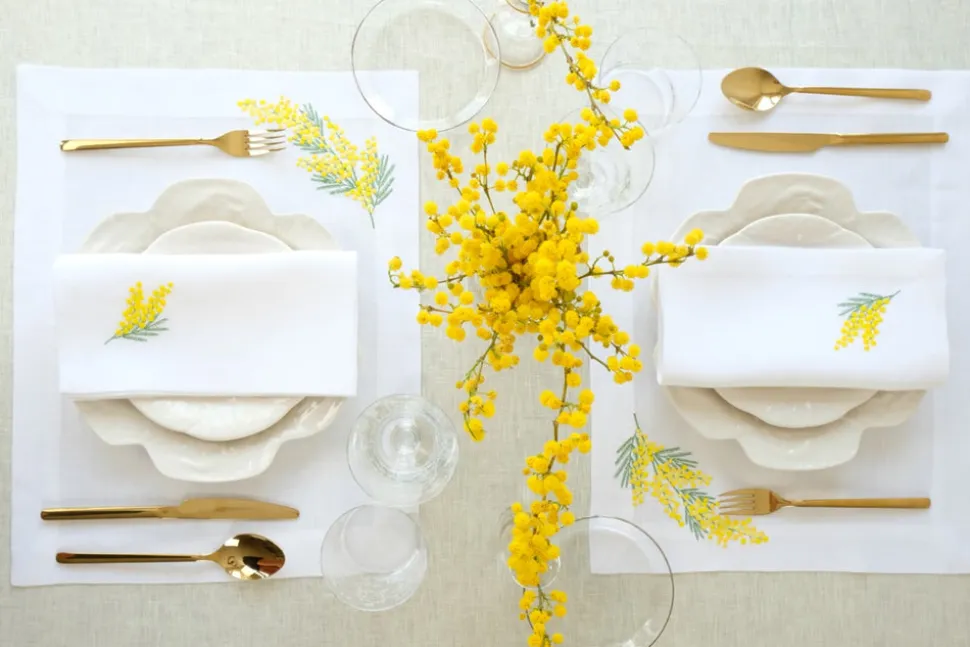 Mimosa Napkin and Placemat, Set of 2