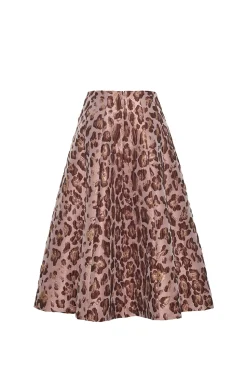 Mimosa Skirt in Painted Animal Blush Metallic Jacquard