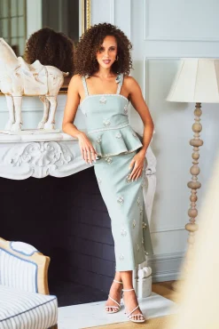 Mina Skirt in Mint & Ivory