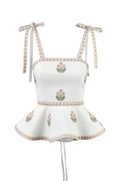 Mina Top in Ivory & Pink