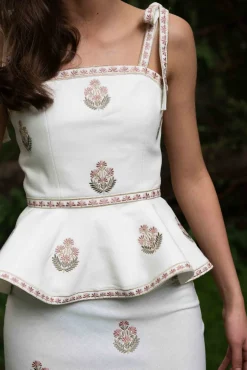 Mina Top in Ivory & Pink