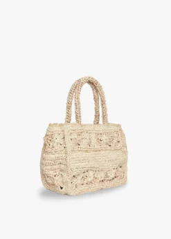Mini Amina Straw Tote Bag in Natural