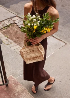 Mini Amina Straw Tote Bag in Natural