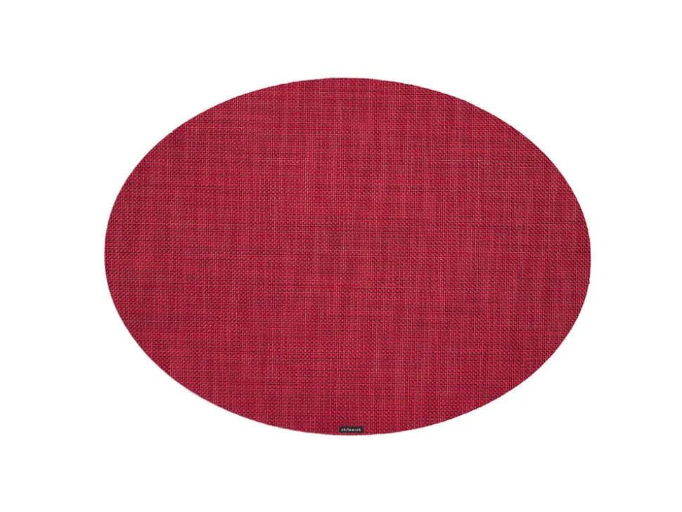 Mini Basketweave Oval Placemat in Scarlet
