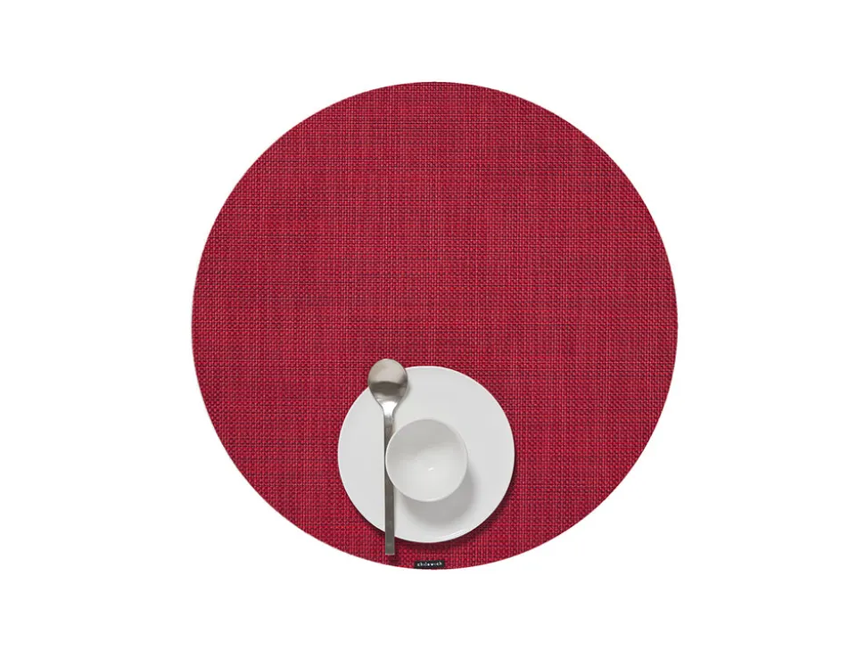 Mini Basketweave Round Placemat in Scarlet