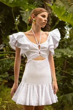 Mini Chocolate Dress in White Eyelet