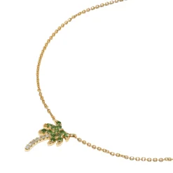 Mini Diamond & Garnet Palm Tree Necklace