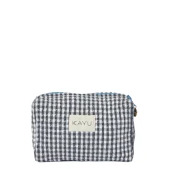 Mini Elsie Travel Case Zip Pouch Bag in Black Gingham