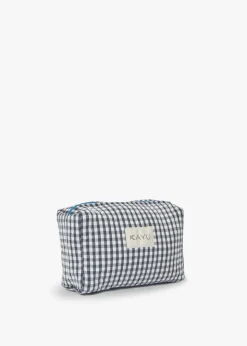 Mini Elsie Travel Case Zip Pouch Bag in Black Gingham