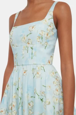 Mini Mona Dress with Little Lillie's on Blue Cotton