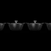 Mini Round Braiser 1/3 QT in Matte Black with Sterling Silver Knobs, Set of 4
