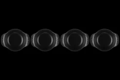 Mini Round Braiser 1/3 QT in Matte Black with Sterling Silver Knobs, Set of 4