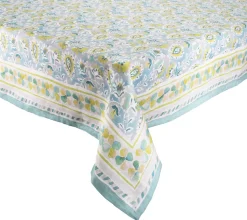 Mira Tablecloth in Seafoam & Green