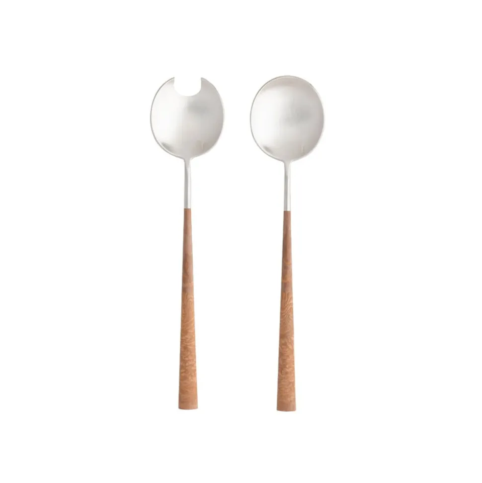 Mito Collection Salad Serving Set in Brushed Wooden Cable, Set of 2
