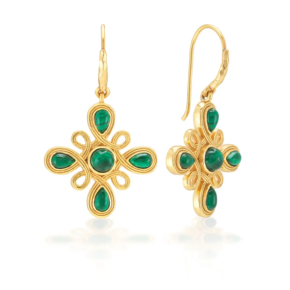 Monique Gem Dangle Earrings in Malachite