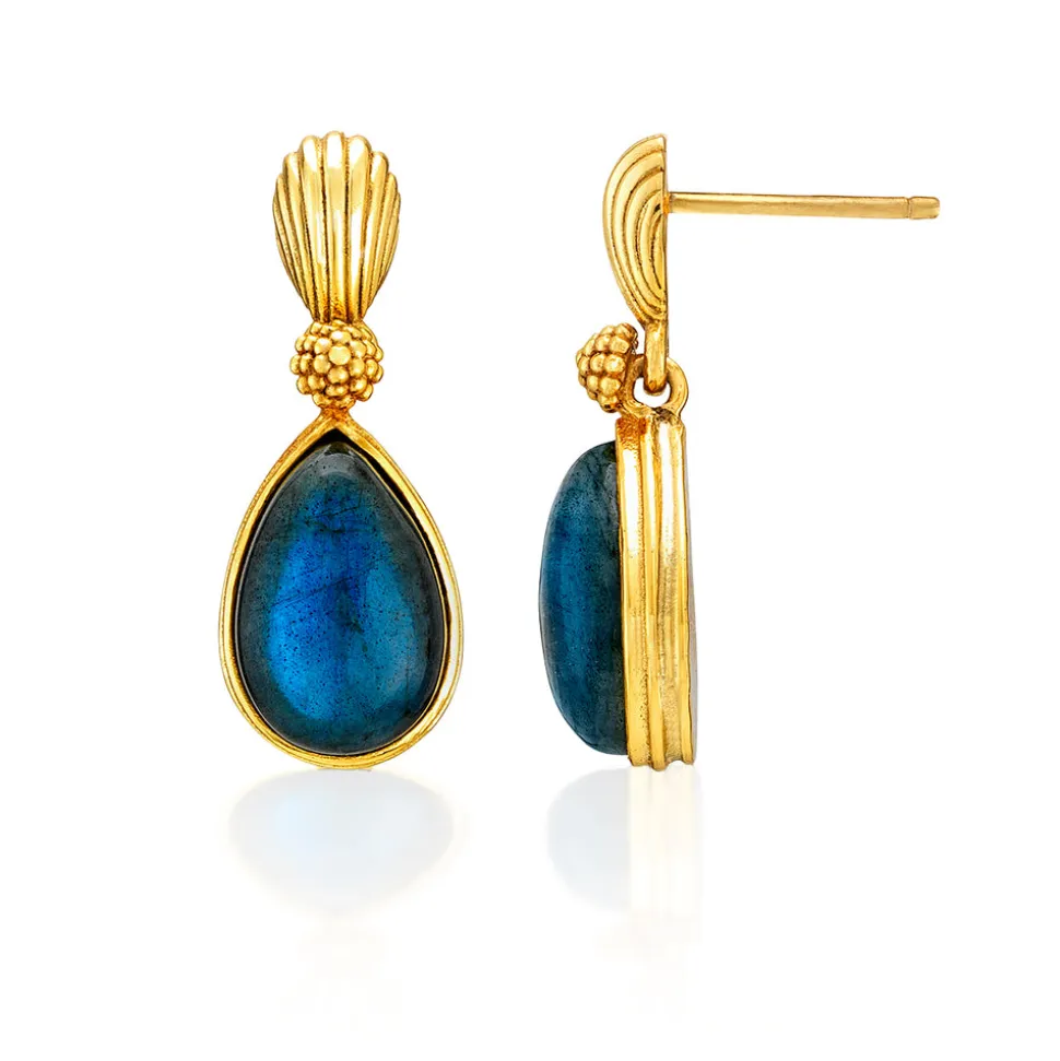 Monique Gem Post Earrings in Blue Labradorite