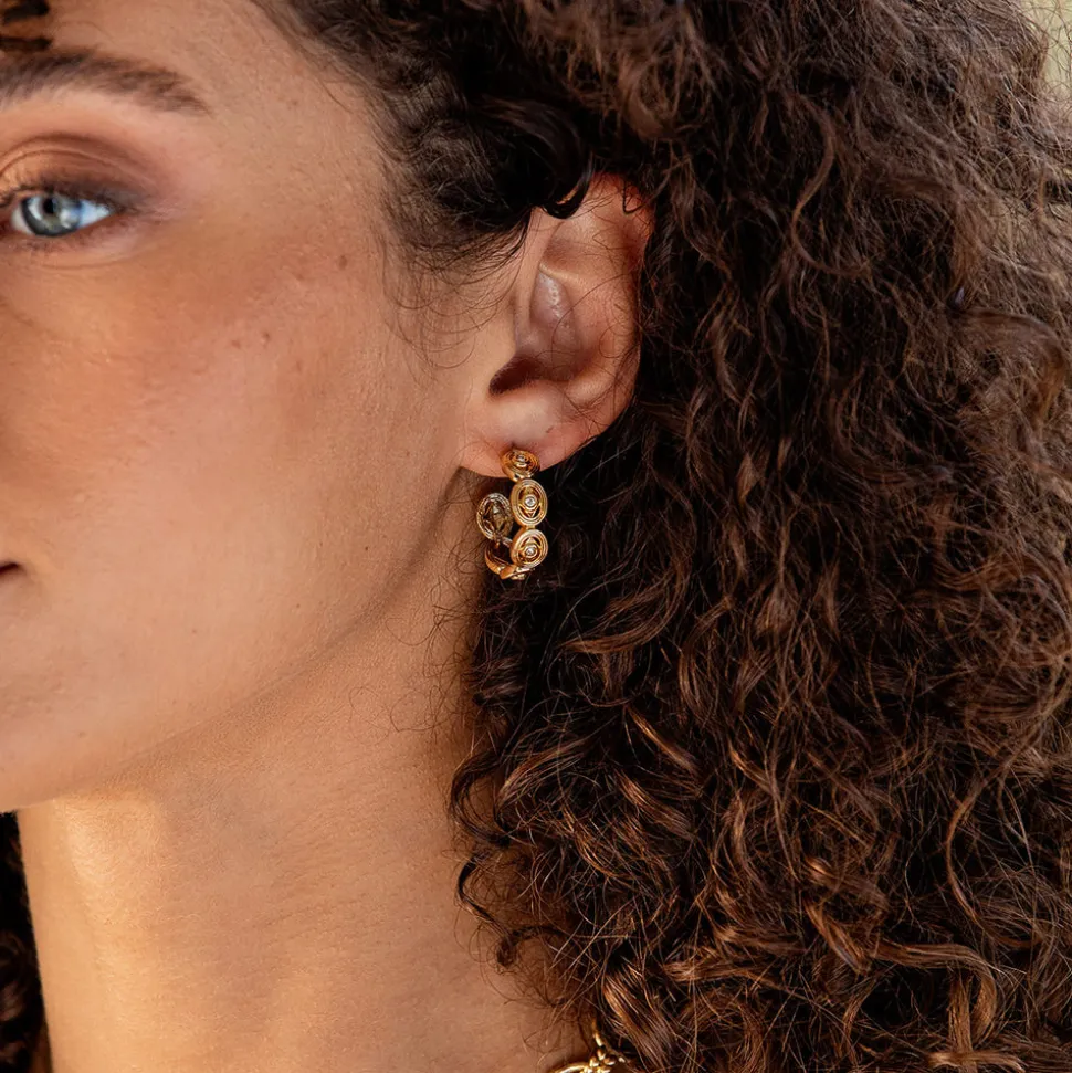 Monique Hoop Earrings in Gold & Cubic Zirconia
