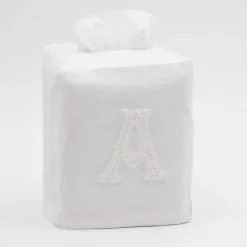 Monogram Nouveau Tissue Box in White on White
