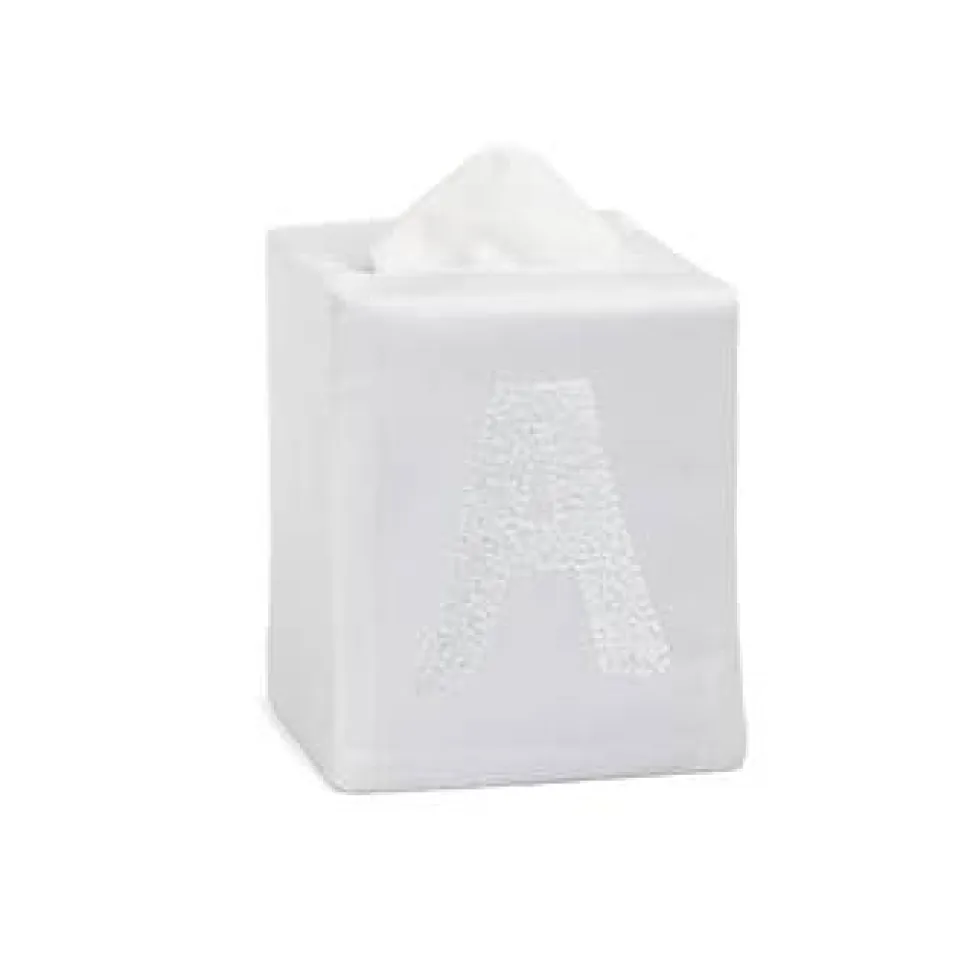 Monogram Twig Tissue Box in White