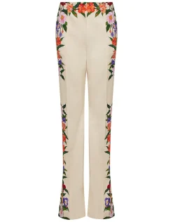 Morgan Twill Trouser in Tree of Life Cream