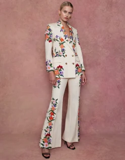 Morgan Twill Trouser in Tree of Life Cream