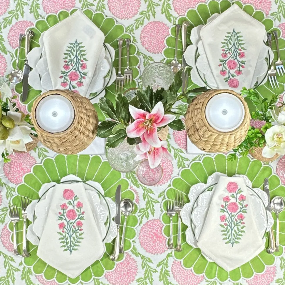 Motif Napkin in Pink Flower, Set of 4