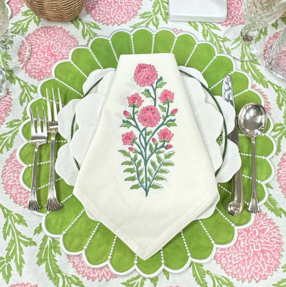 Motif Napkin in Pink Flower, Set of 4