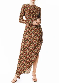 Multi Daisy Lettuce Edge Long Dress