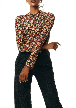 Multi Daisy Long Sleeve Lettuce Edge Shirt