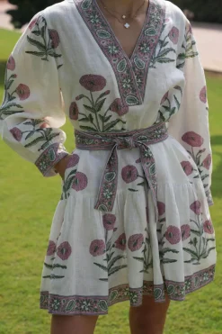 Mykonos Mini Dress in Pink Flower