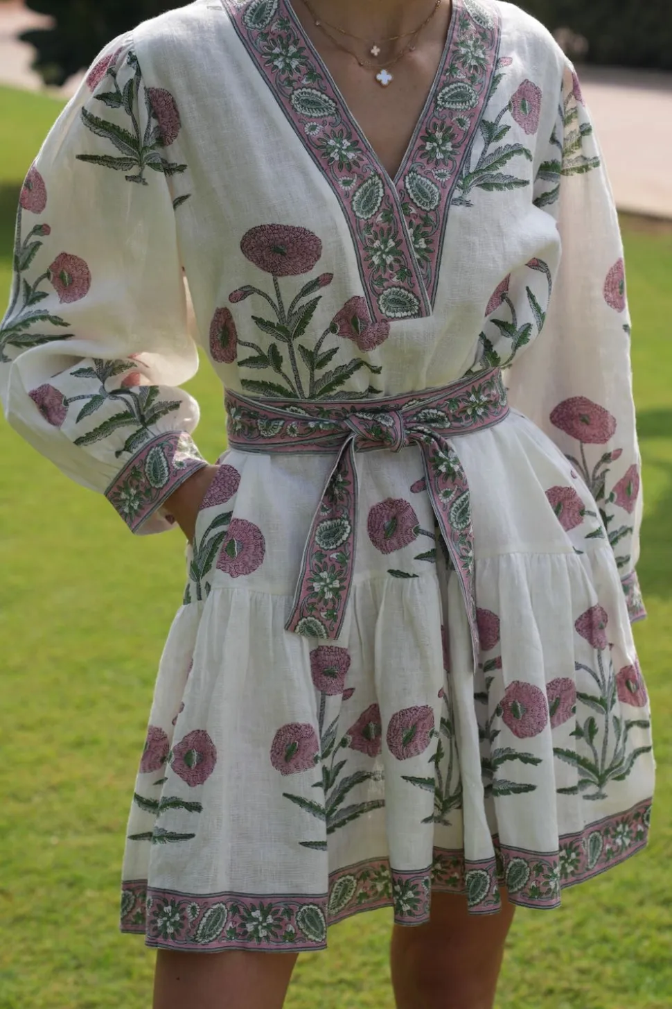 Mykonos Mini Dress in Pink Flower