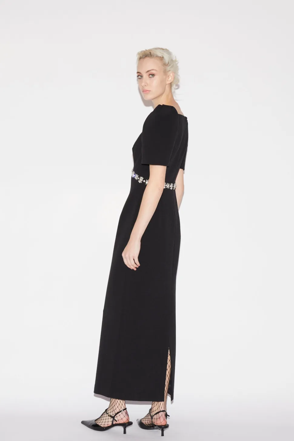 Myrna Dress Black Embellished Crepe