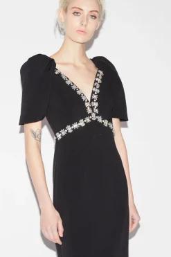 Myrna Dress Black Embellished Crepe