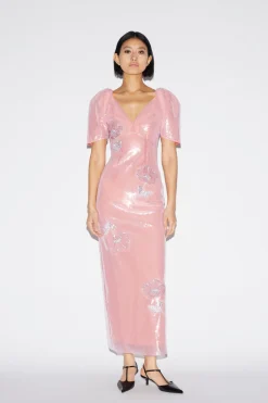 Myrna Dress Pink Embroidered Sequins