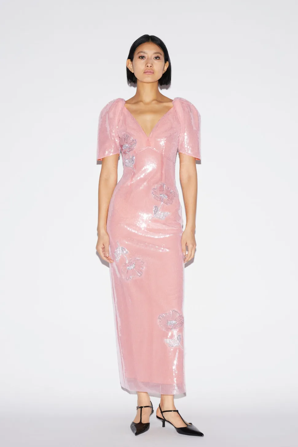 Myrna Dress Pink Embroidered Sequins