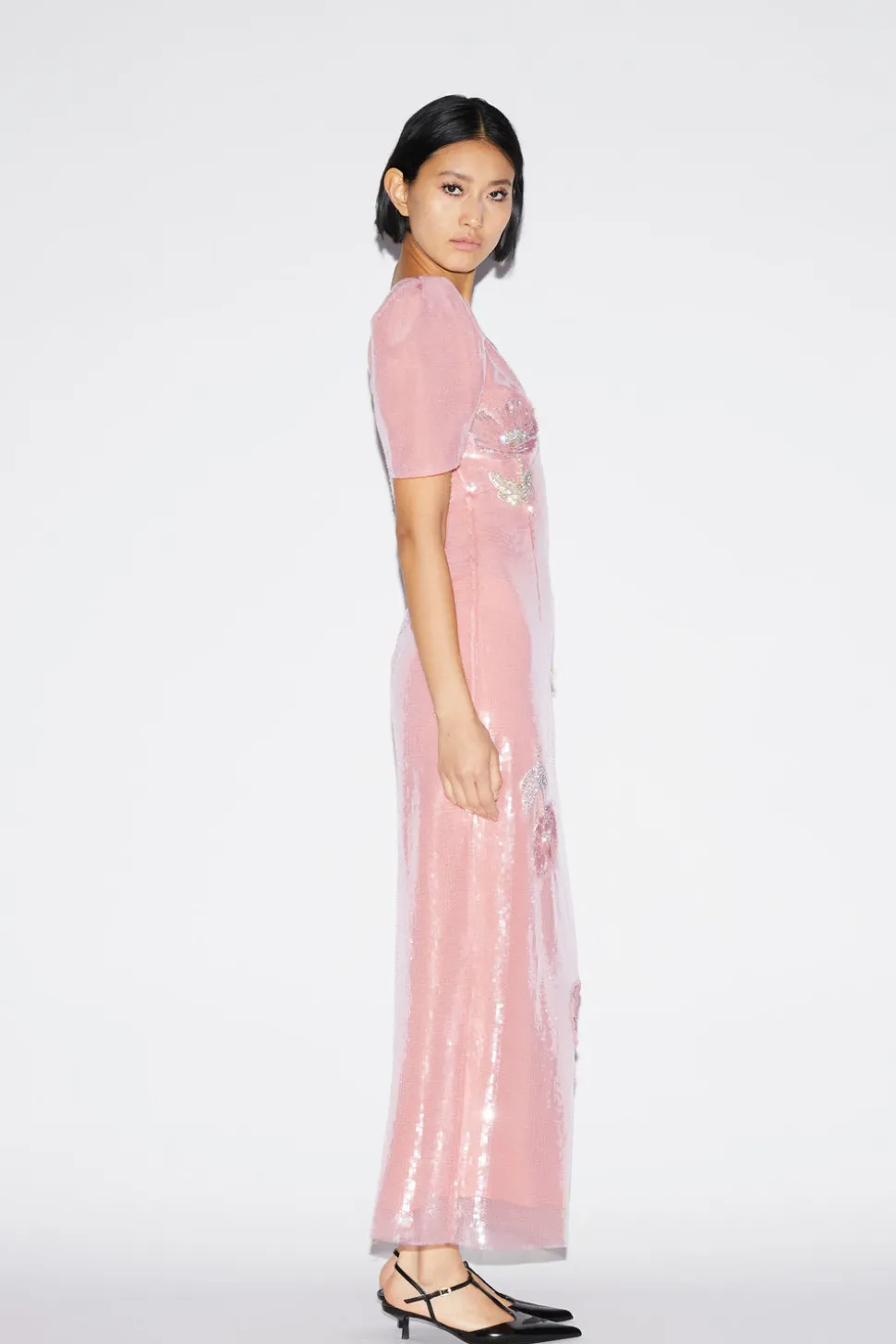 Myrna Dress Pink Embroidered Sequins