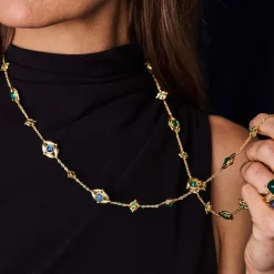 Mystic Eye Double-Sided Necklace in Blue Labradorite & Green Onyx