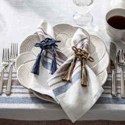 Mystic Knot Napkin Ring in Navy, Set of 4