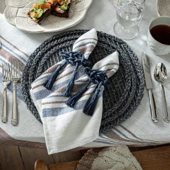 Mystic Knot Napkin Ring in Navy, Set of 4