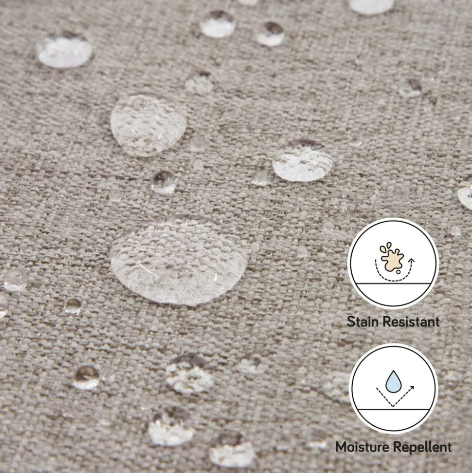 Naka Storage Ottoman in Eco-Performance Fabric | Water Repellent & Stain Resistant in Performance Grey Eco-Weave with Light Wood Base