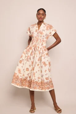 Nash Dress in Farfella Border Egret