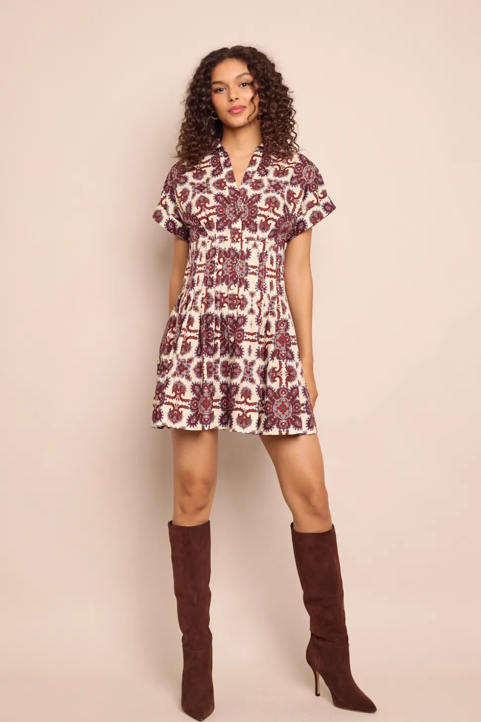 Nash Mini Dress in Vintage Tile Berry