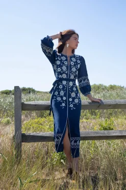 Navy Blythe Belted Dress