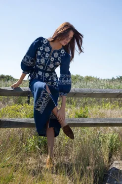 Navy Blythe Belted Dress
